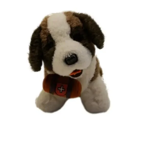 Vintage Saint Bernard Dog Rescue dog plush stuffed animal bag 6" tall by 9"wide - Picture 1 of 10